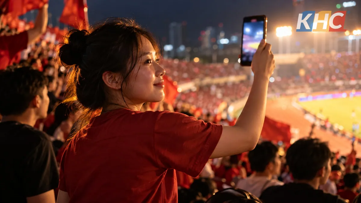 Khán đài kín người trong trận đấu buổi tối