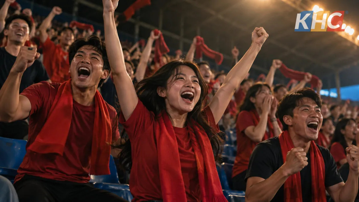 Khán giả reo hò trên khán đài