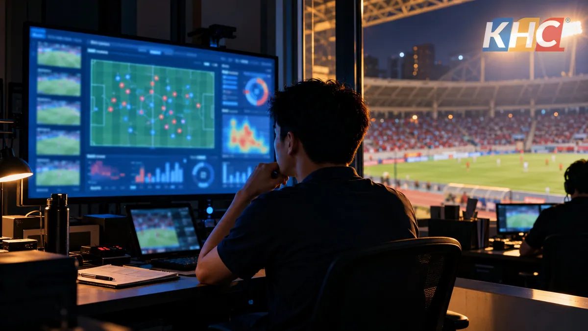 A match control room overlooking the pitch