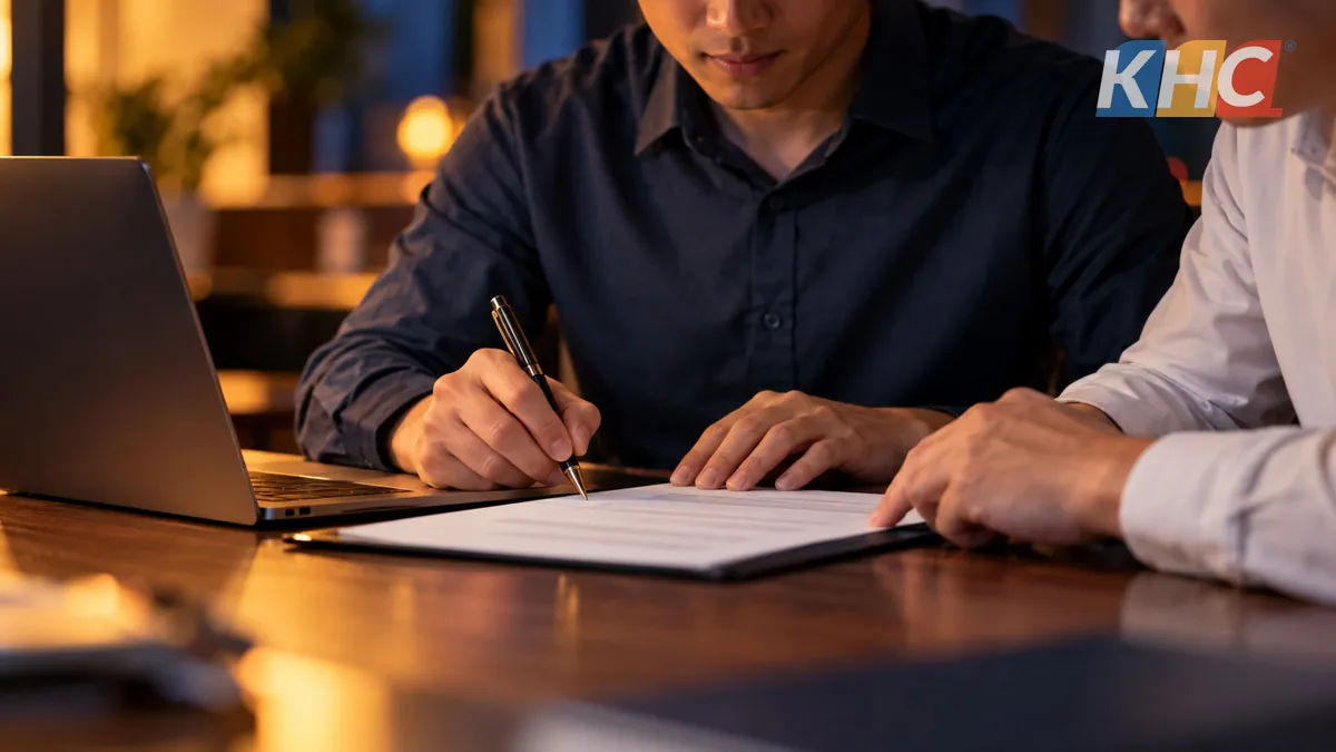 Buổi họp làm việc trong phòng nhìn ra sân